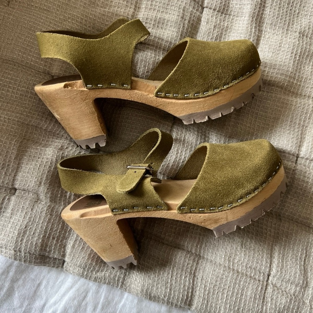 MIA Olive Green Suede Women's Clogs